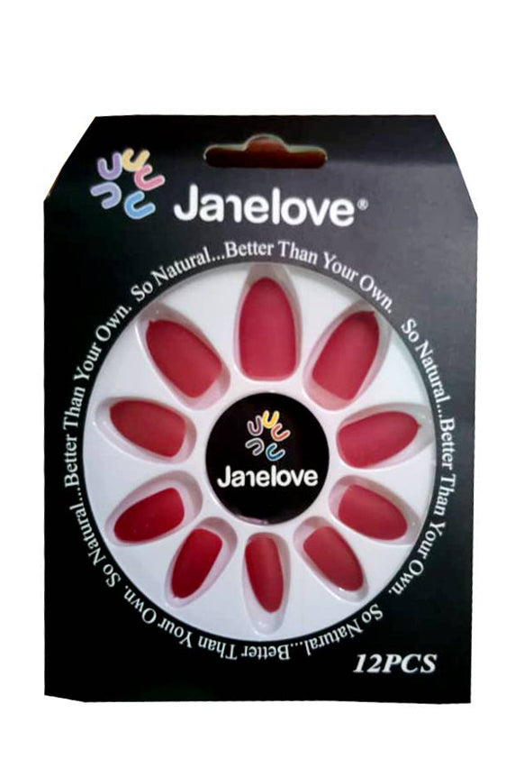 Jane Love Nails + Glue x12 - Cherry (Matte)