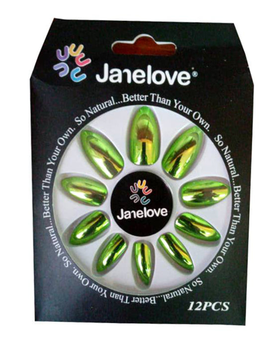 Jane Love Nails + Glue x12 - Lemon Green (Glossy)