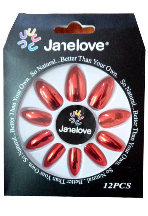 Jane Love Nails + Glue x12 - Red (Glossy)