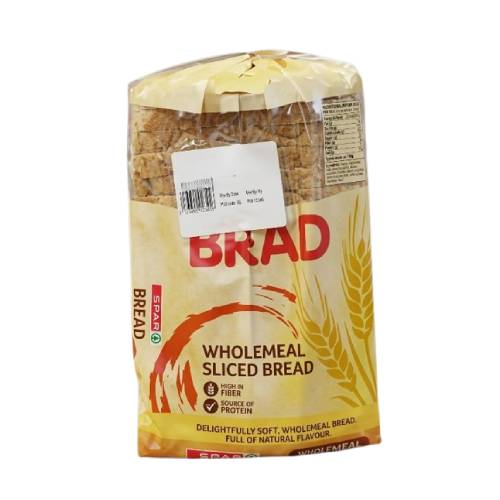 Packaged wholemeal sliced bread with 'BRAD' branding on a white background
