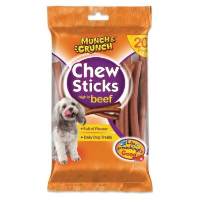 Munch & Crunch Chew Sticks High In Beef 180 g x20