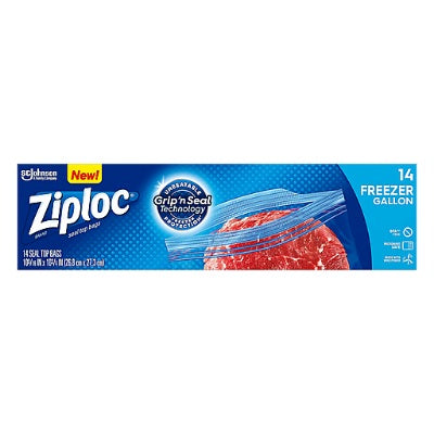 Ziploc Freezer Gallon Seal Top Bags 26.8 x 27.3 cm x14