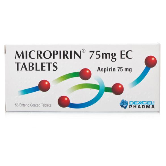Microprin Aspirin 75 mg 56 Enteric Coated Tablets