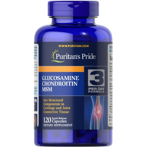 Puritan's Pride Glucosamine, Chondroitin MSM-3 Per Day Formula 120 Capsules