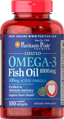 Puritan's Pride Omega 3 Fish Oil 1000 mg 100 Soft Gels