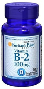 Puritan's Pride Vitamin B2 100 mg 100 Tablets