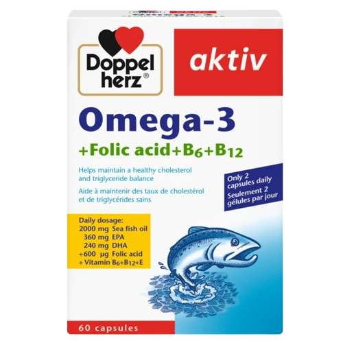 Doppelherz Omega 3 + Folic Acid + B6 + B12 60 Capsules