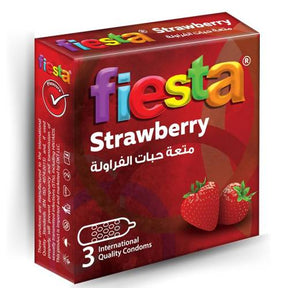 Fiesta Strawberry 3 Condoms x12 (36 Condoms)