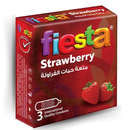 Fiesta Strawberry 3 Condoms x12 (36 Condoms)