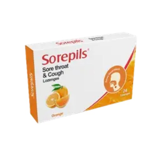 Sorepils Sore Throat & Cough Orange 24 Lozenges