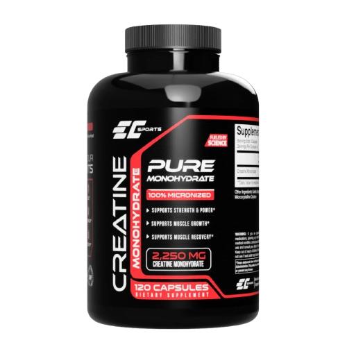 EC Sports Pure Creatine Monohydrate 100% Micronized 2250 mg 120 Capsules