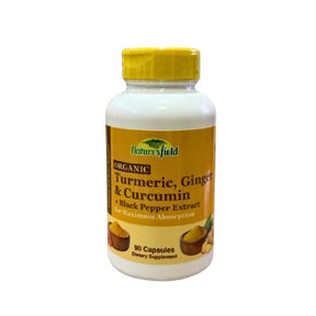 Nature’s Field Organic Turmeric Ginger & Curcumin + Black pepper Extract 90 Capsules