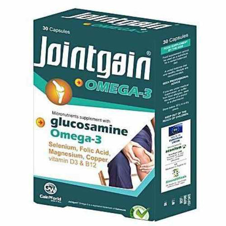 Jointgain Omega 3 Glucosamine, Selenium, Folic Aid, Magnesium, Copper, Vitamin D3 & B12 30 Capsules