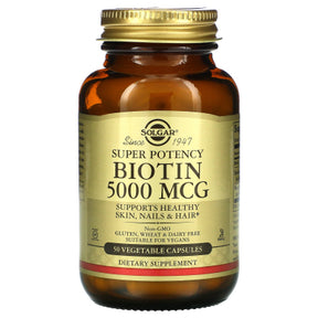 Solgar Biotin 5000 mcg Skin, Nails & Hair 50 Vegetable Capsules