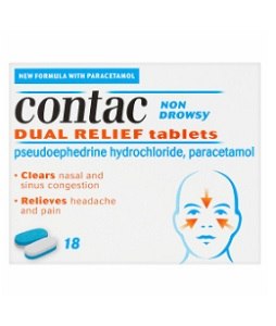 Contac Dual Relief Non-Drowsy 18 Tablets