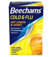 Beechams Cold & Flu Hot Lemon & Honey Paracetamol 5 Sachets