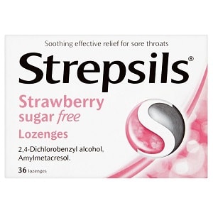 Strepsils Strawberry Sugar-Free 36 Lozenges