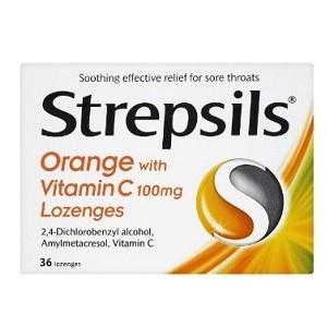 Strepsils Orange With Vitamin C 36 Lozenges