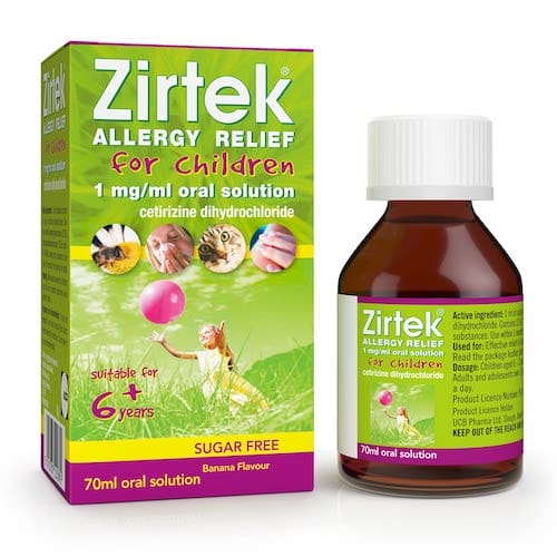 Zirtek Allergy Relief For Children 1 mg/ ml Oral Solution 70 ml