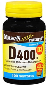 Mason Vitamin D 400 IU 100 Soft Gels