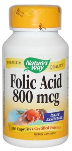 Nature's Way Folic Acid 800 mcg 100 Capsules