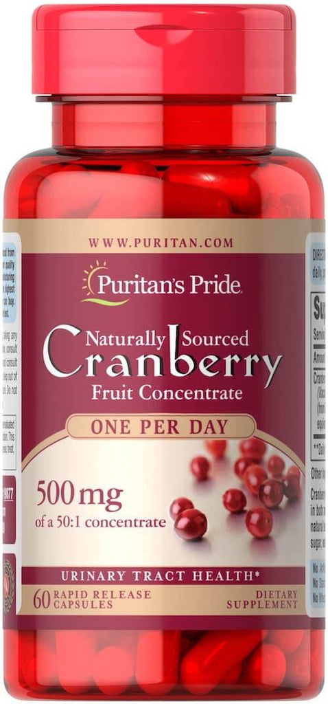 Puritan's Pride Natural Cranberry 500 mg 60 Capsules