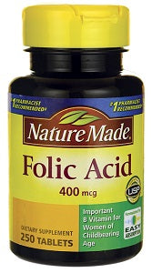 Nature Made Folic Acid 400 mcg 250 Tablets