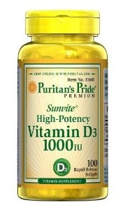 Puritan's Pride Vitamin D3 1000 IU 100 Soft Gels