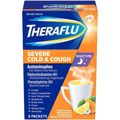 Theraflu Night Time Severe Cold & Cough 6 Packets