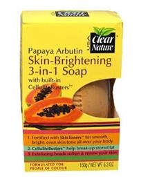 Clear Nature 3 in 1 Skin Brightening Soap Papaya Arbutin 150 g