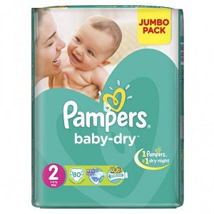 Pampers Baby Dry Size 2 Mini 3-6 kg x80 (NG)