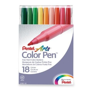 Pentel Colouring Pen Fibre Tip x18