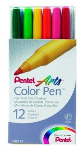 Pentel Colouring Pen Fibre Tip x12