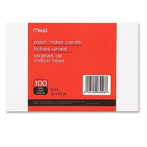Mead Plain Index Card 4 x 6 Inches 100 Sheets
