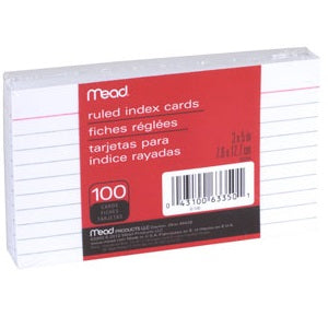 Mead Ruled Index Card 3 x 5 Inches 100 Sheets