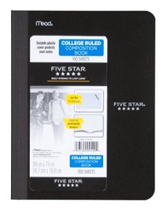 Five Star 1 Subject College Ruled Composition Book 100 Sheets