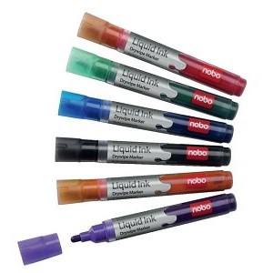 Nobo Liquid Ink Dry Markers Assorted x6
