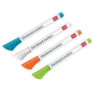 Nobo Glass Board Neon Dry Erase Markers Assorted x4