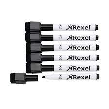 Rexel Magnetic Dry Erase Markers - Black x6