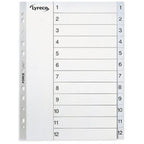 Polypropylene Divider 1-12 Tabs Grey Color A4