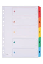 Polypropylene Divider 1-5 Tabs Colored A4