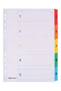 Polypropylene Divider 1-5 Tabs Colored A4