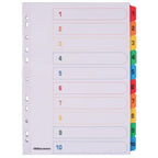 Polypropylene Divider 1-10 Tabs Colored A4