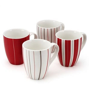 Symphony Red Suit Stripe Mugs x4