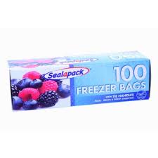Seal-A-Pack Freezer Bags With Tie Handles 26 x40 cm x100