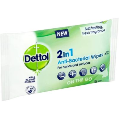 Dettol Anti-Bacterial 2 in 1 Wipes x15