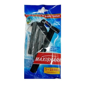 Maxi Sharp Stainless Steel Twin Blade Disposable Razors MS-801 x5