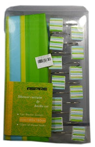 Aspire Shower Curtain & Hooks Set - Polyester