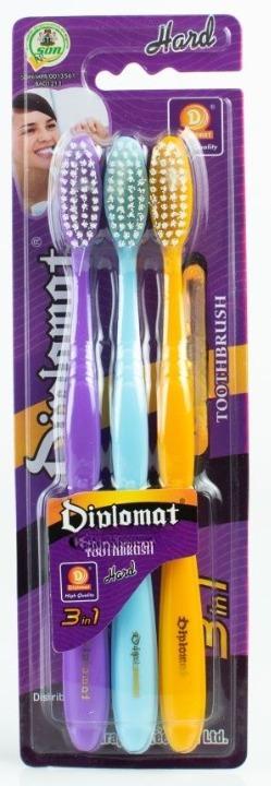 Diplomat Perfect Adult Hard Toothbrush x3