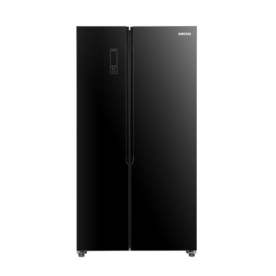 Bruhm Refrigerator BFX-436ENG Side By Side Black Glass Door 436 L
